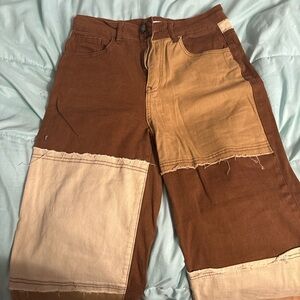 Two-Tone Patchwork Jeans